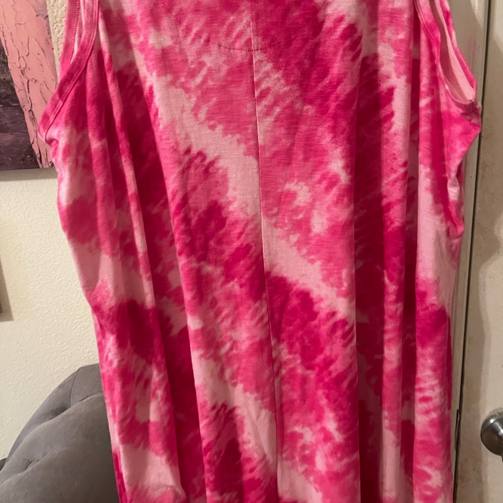 Plus Size Womens pink tie dye flowy tank dress size 3X NEW - Picture 10 of 10